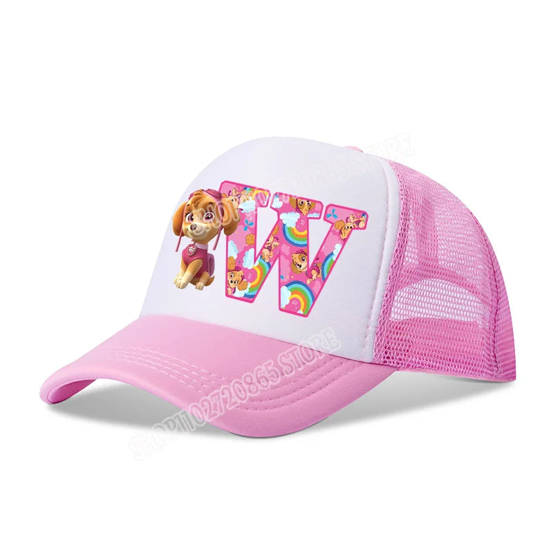 Paw Patrols Baseball Cap Skye Cartoon Anime A-Z Letters Printed Girls Headwear Summer Athleisure Adjustable Fashion Hats Gift