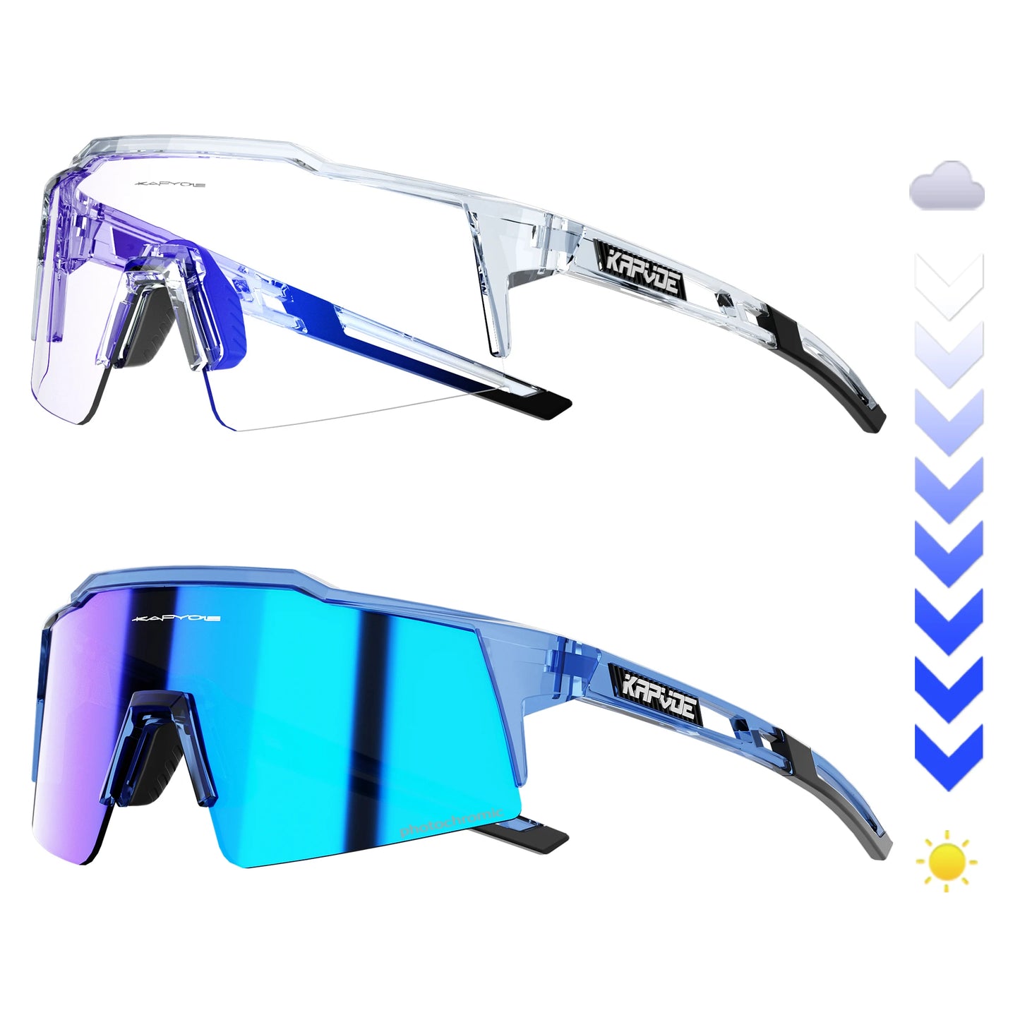Kapvoe Photochromic Cycling Sunglasses Men Glasses Fashion Mountain Bicycle Outdoor Road Riding Goggles Eyewear Sports MTB Bike