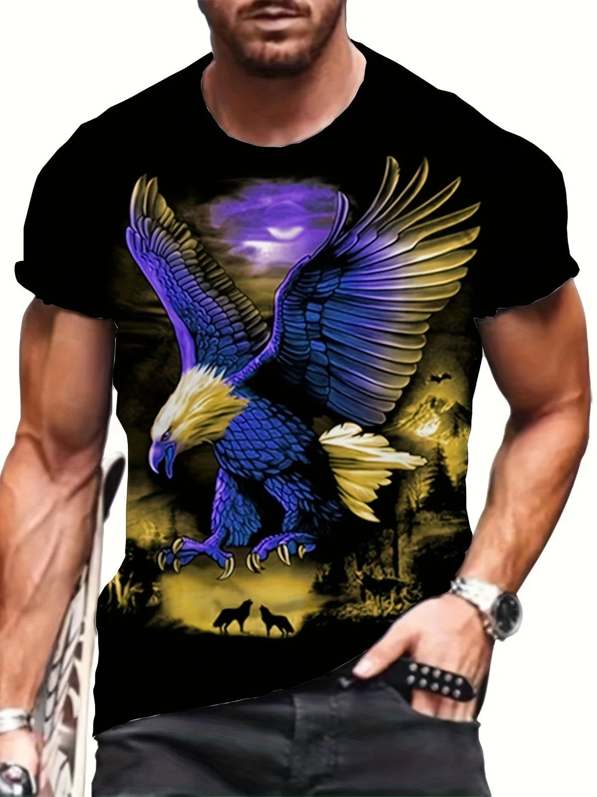 Fashion Eagle Grafik-T-Shirts Luxus-T-Shirt Sommer-T-Shirts für Herren Freizeit-Oberteile Kurzarm-T-Shirt 3D-Druck Herrenbekleidung