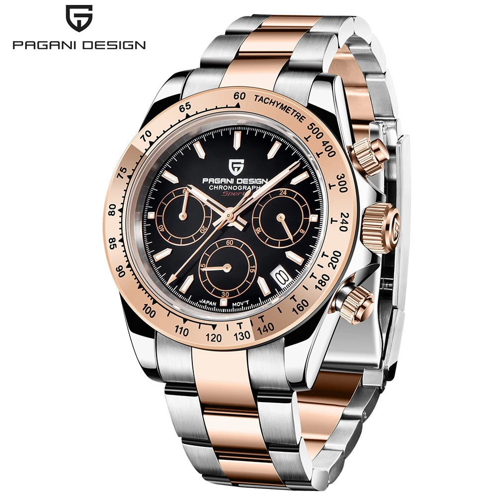 Relógio cronógrafo para homem PAGANI DESIGN – Relógio de pulso de luxo com movimento de quartzo, luminoso e estanque.