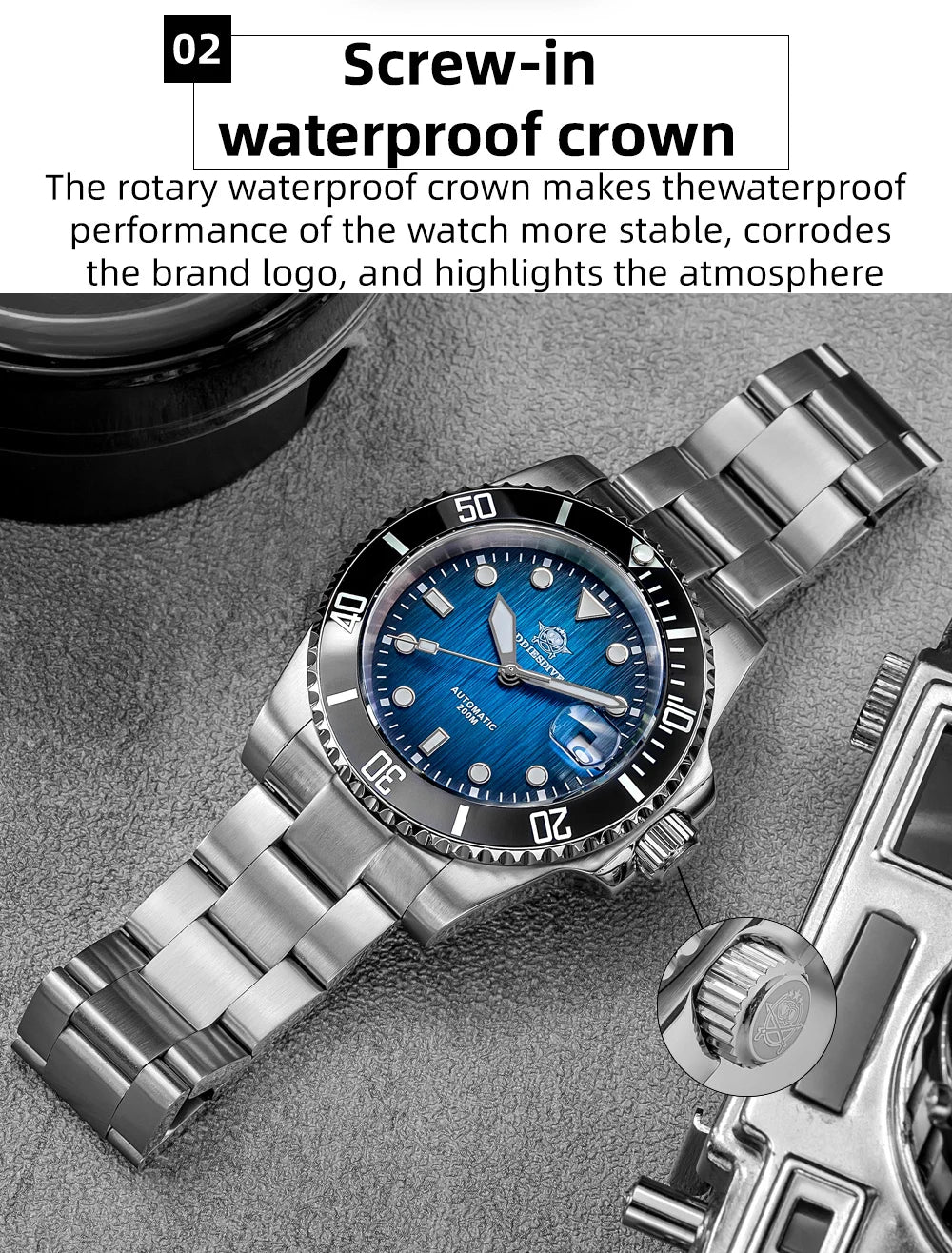 ADDIESDIVE Hot selling Men's Automatic Watch Sapphire Glass 200m Waterproof Watch BGW9 Night Light Classic Men's Watch AD2536