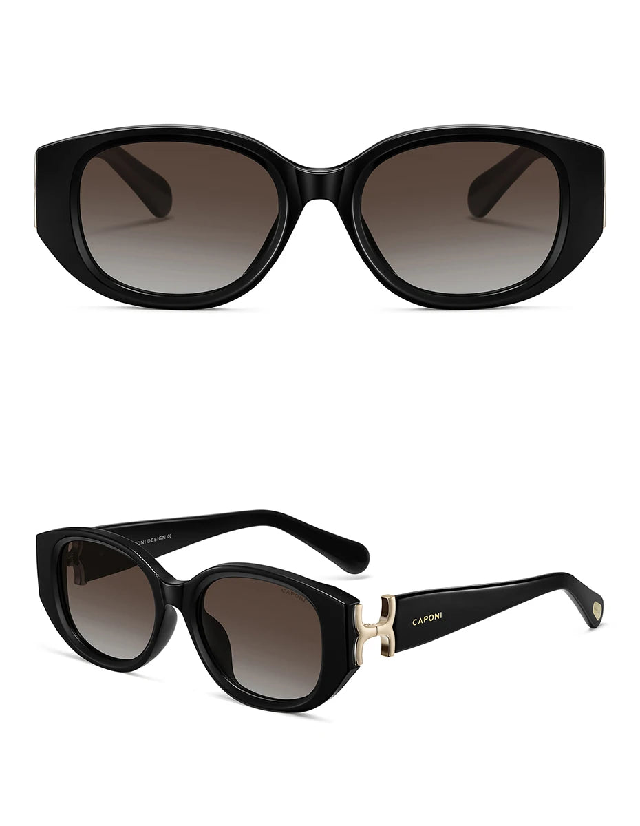 CAPONI New Polarized Women Sunglasses Fshion Luxury Acetate Outdoor Original Design Eyewear UV400 Protection Brown Shade CP36023