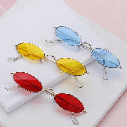 1PC Unisex Retro Small Frame Oval Sunglasses UV400 Fashion Design Sun Glasses Summer Vintage Shades Eyeglasses Accessories