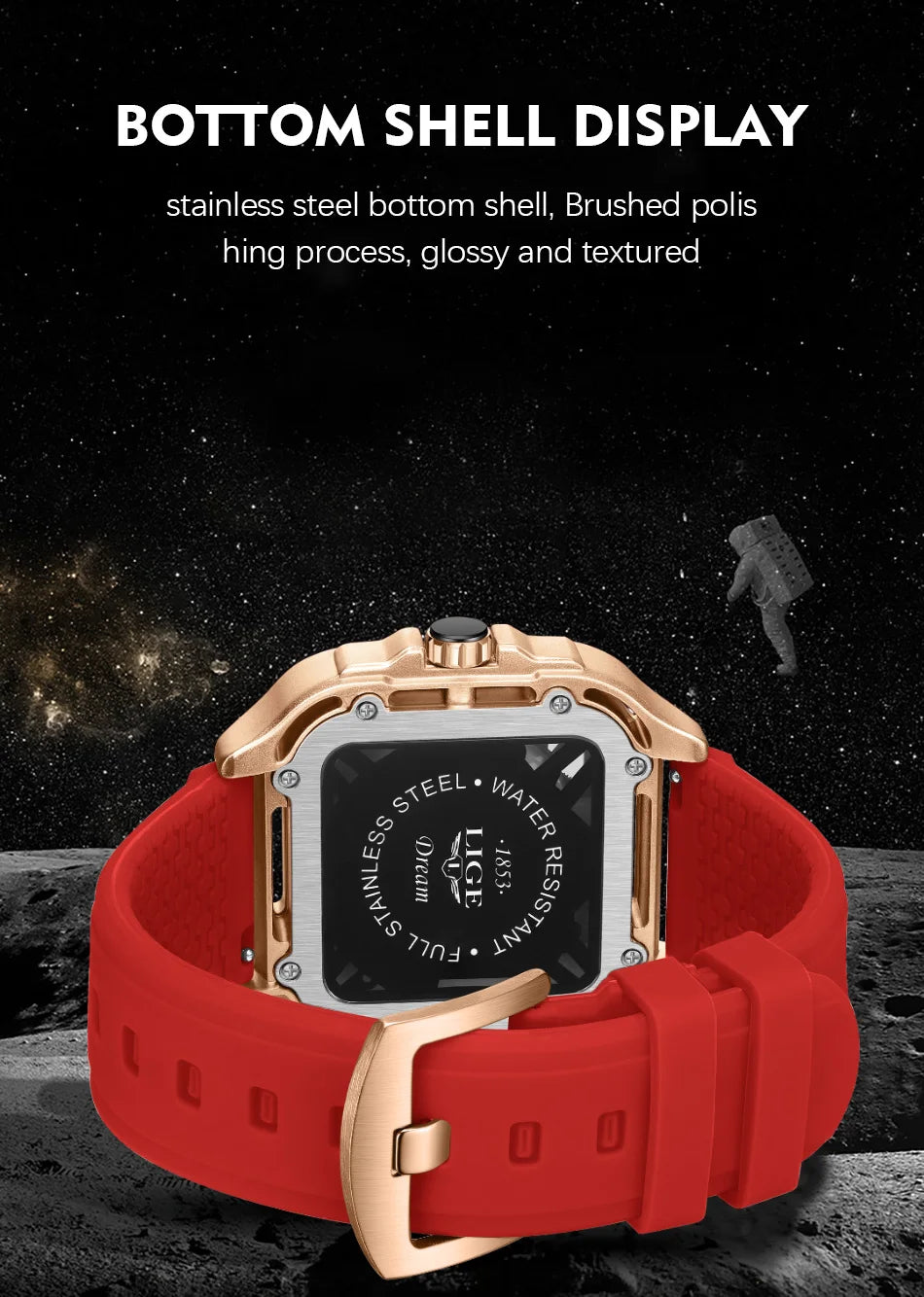 LIGE New Fashion Men Watches Luxury Large Dial Square Design Quartz Watch Casual Silicone Band Men's Sports Watches Reloj Hombre
