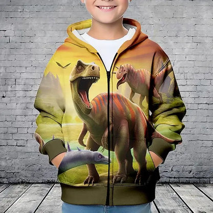 Produit gaming premium Fraquane, Hoodies Animal Dinosaurs 3D Printed Zipper Sweatshirts Boys Girls Sweatshirts Children Fashion Long Sleeve Oversized Hoodie Coat, produits de luxe