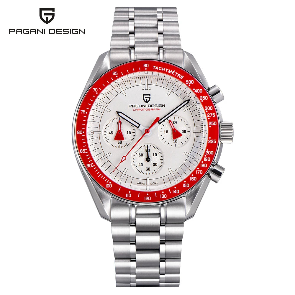PAGANI DESIGN 2026 New Moon Watch Retro Luxury Quartz Watches For Men Stainless steel Luminous waterproof Sport Chronograph Man