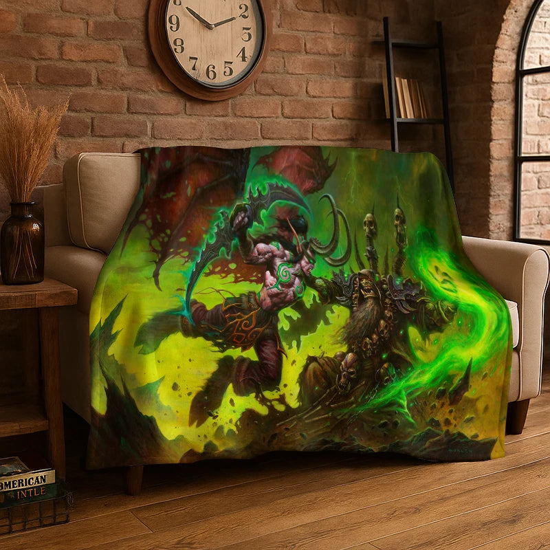 Demon Hunter Arthas World of Warcraft WOW Фланелено одеяло – меко и топло одеяло за спалня, хол, легло, пътуване и пикник