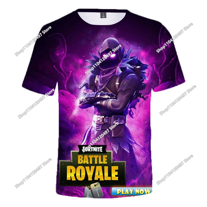 Zomer T-shirt voor kinderen, Battle Royale Fortnite Heldenoverwinning 3D, voor jongens en meisjes, babykleding