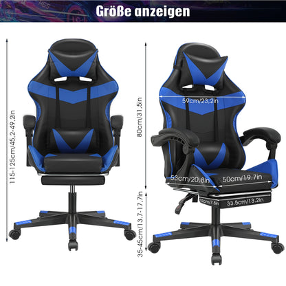 Ergonomic Gaming chair Racing Chef armchair Height Adjustable Office chair Computer chair with Armrests Headrests Up to 150KG
