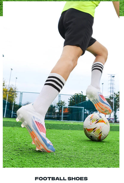 Men Football Boots Futsal Ultralight Soccer Shoes Training TF Match Long Spikes Breathable Indoor Sneakers Cleats Drop Shipping