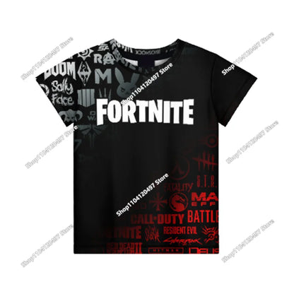 T-shirts Fortnite Anime para Menina, T-shirt Branca para Rapaz, T-shirts Cartoon para Bebé, Camisolas de Verão com Estampado Fofo, Tops de Disfarce