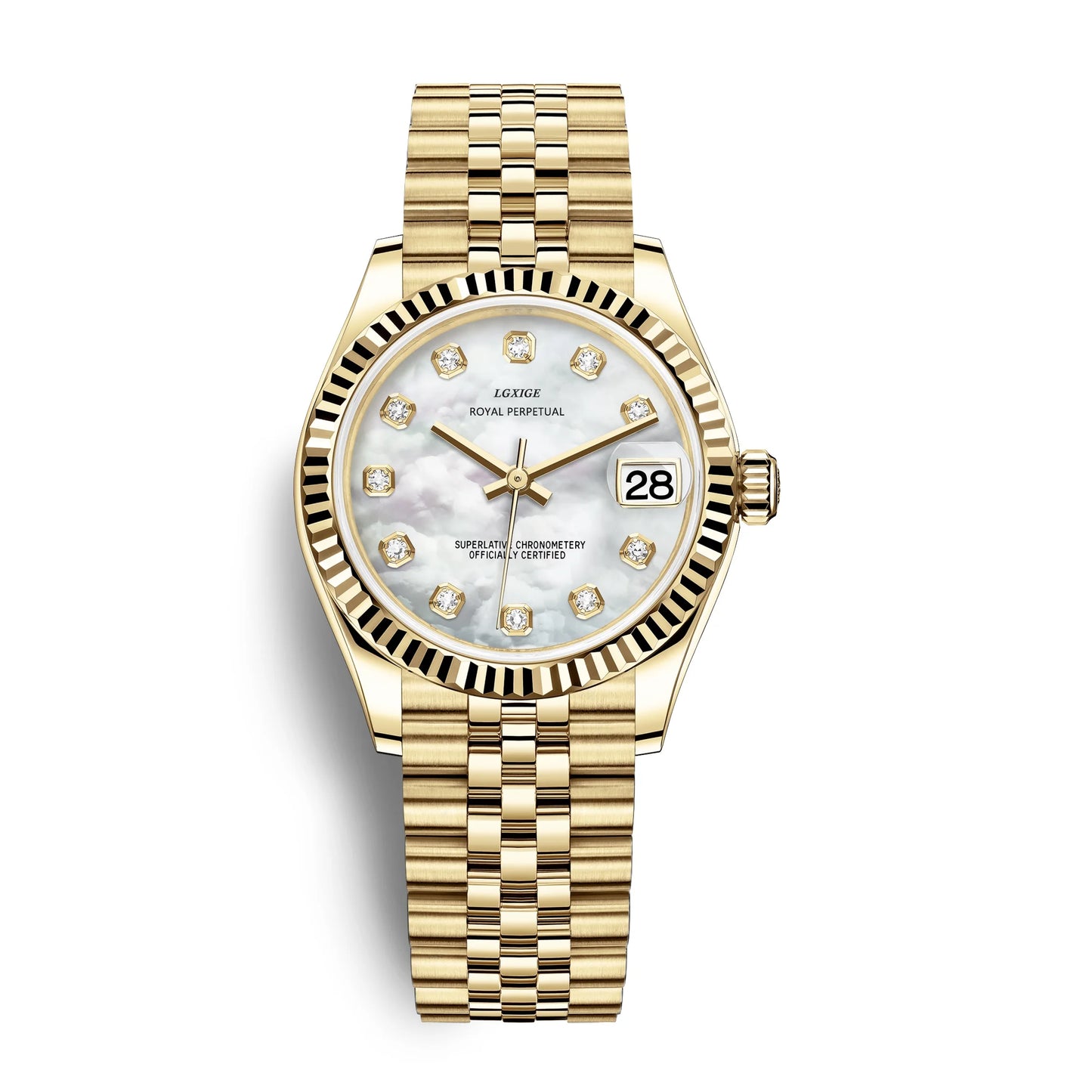 LGXIGE Quartz Elegant Dress Wristwatch Luxury Stainless Steel Waterproof Watch For Women Date Display Original Woman Wrist Watch