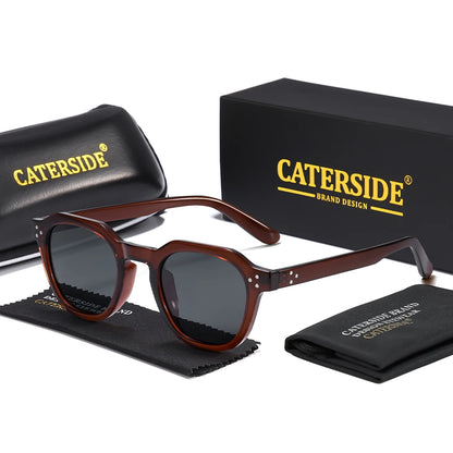 CATERSIDE Retro Polarized Sunglasses Men Ultralight TR90 Frame Polygon Women Sun Glasses Outdoor High Quality Travel  Eyewear