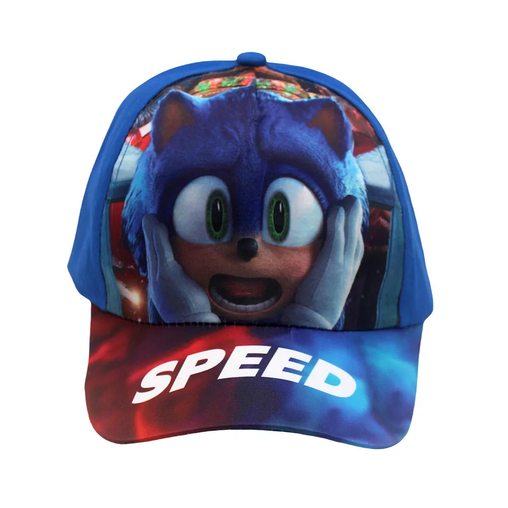 Latest Adjustable 48-54cm Sonic Print Kids' Baseball Cap Anime Tails Knuckles Shadow Sun Hat Blue Hedgehog Baby Outdoor Hat Gift
