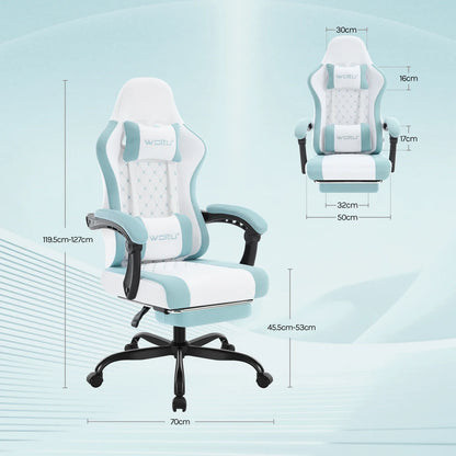 WOLTU sukamoji kompiuterio kėdė su masažo funkcija, ergonominė biuro kėdė su pagalvėle ir pakoju, reguliuojamo aukščio gaming kėdė