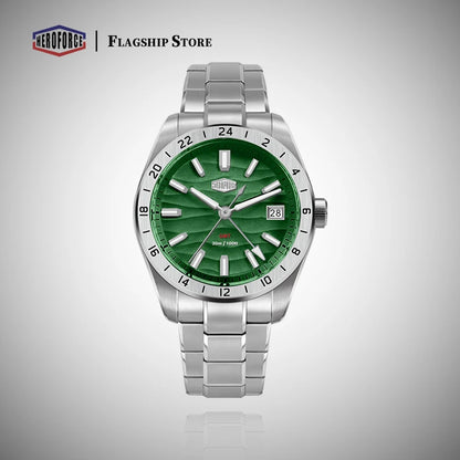 HEROFORCE Business Quartz Watch Men Clock GMT Date Luxury Man Wristwatch Waterproof Luminous Stainless Steel Men's Watches Reloj