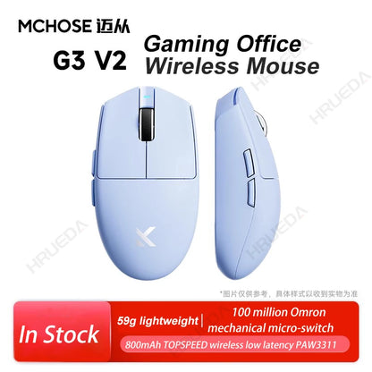 MCHOSE G3 V2 Pro bezdrátová herní myš Tri-Mode Bluetooth 800mAh dobíjecí lehká přizpůsobená ergonomická esports myš