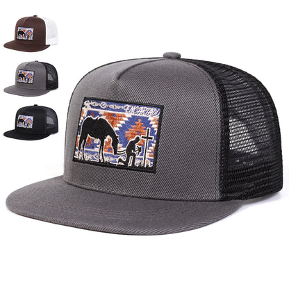 Unisex Horse Cross Embroidery Hip-hop Net Hats Spring Summer Outdoor Adjustable Casual Baseball Caps Sunscreen Hat Sports Cap