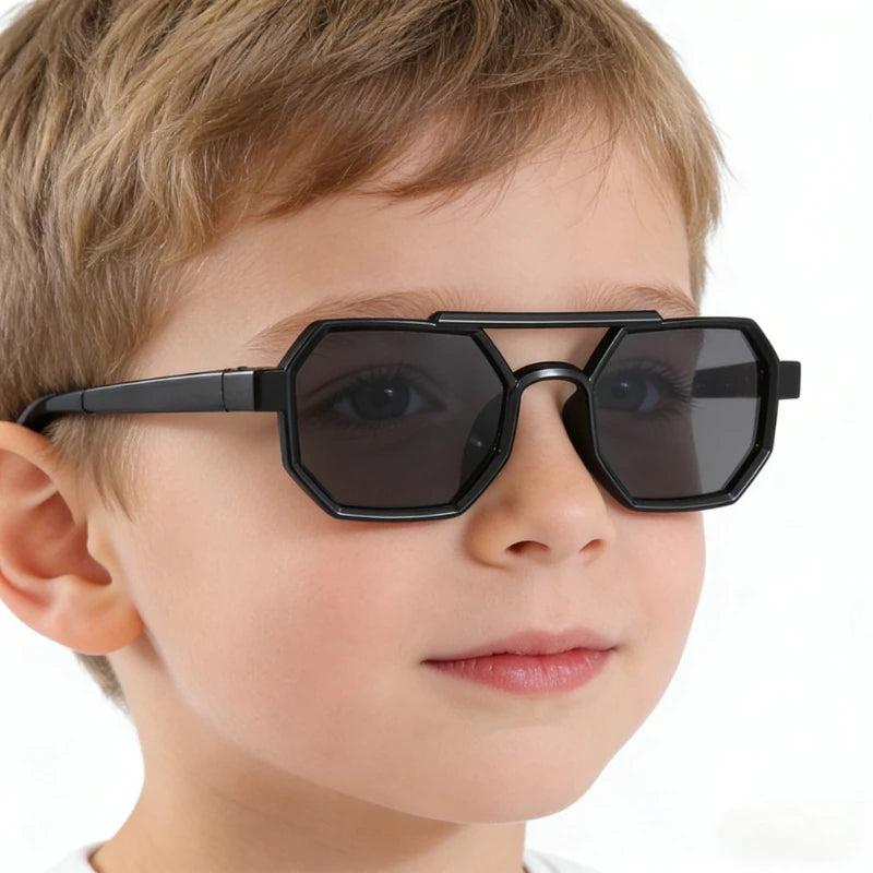 Children’s Sunglasses Vintage Double-beam Sun Glasses UV400 Outdoor Girl Boy Fashion Glasses Classic Square Kids Sunglasses
