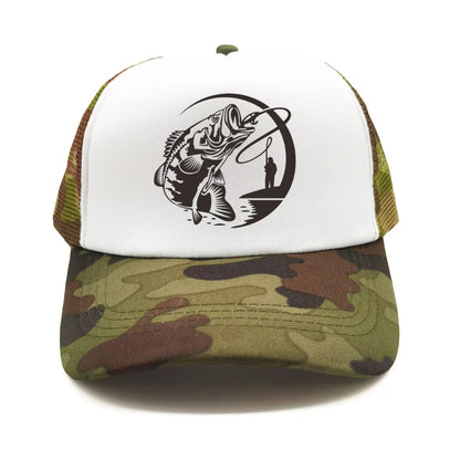 Fiske-skelett-trucker-keps, sommar, herr, cool fiskarkeps, basebollkeps, unisex, utomhus, nätkepsar, MZ-238