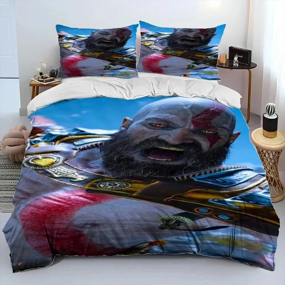 3D Print God Of War Game Gamers Kratos Bedding Set Boys Girls Twin Queen King Size Duvet Cover Pillowcase Bed Boys Adult