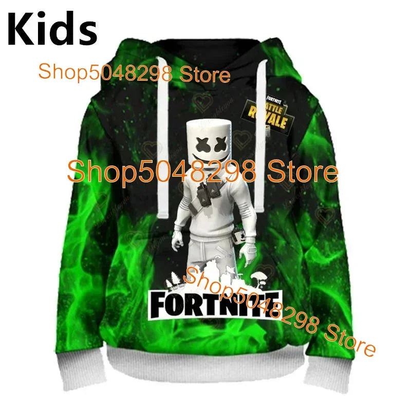 Sweatshirt com capuz para homem e mulher com estampado 3D Battle Royale Fortnite Victory — hoodie streetwear com capuz para rapazes e raparigas