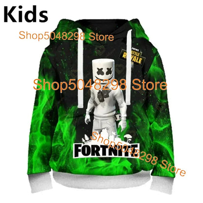 Sweatshirt com capuz para homem e mulher com estampado 3D Battle Royale Fortnite Victory — hoodie streetwear com capuz para rapazes e raparigas