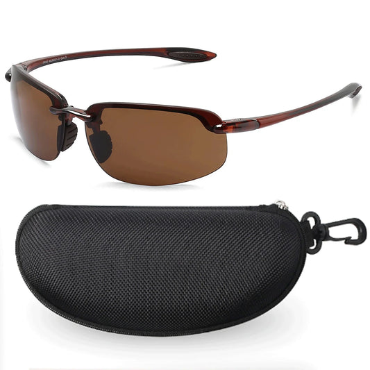MAXJULI Polarized Sports Sunglasses for Men Women TR90 Rimless Frame Protection for Running Fishing  Driving UV400 8001