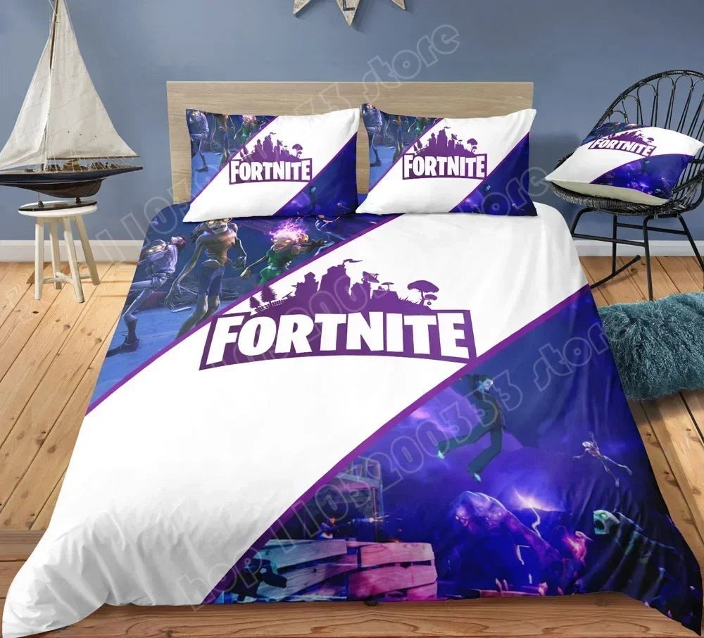 Fortnite Bedding Set Duvet Cover 3 Piece 3D Printed Bedroom Bedding Game Anime Cartoon Pillowcase Room Decoration Gifts