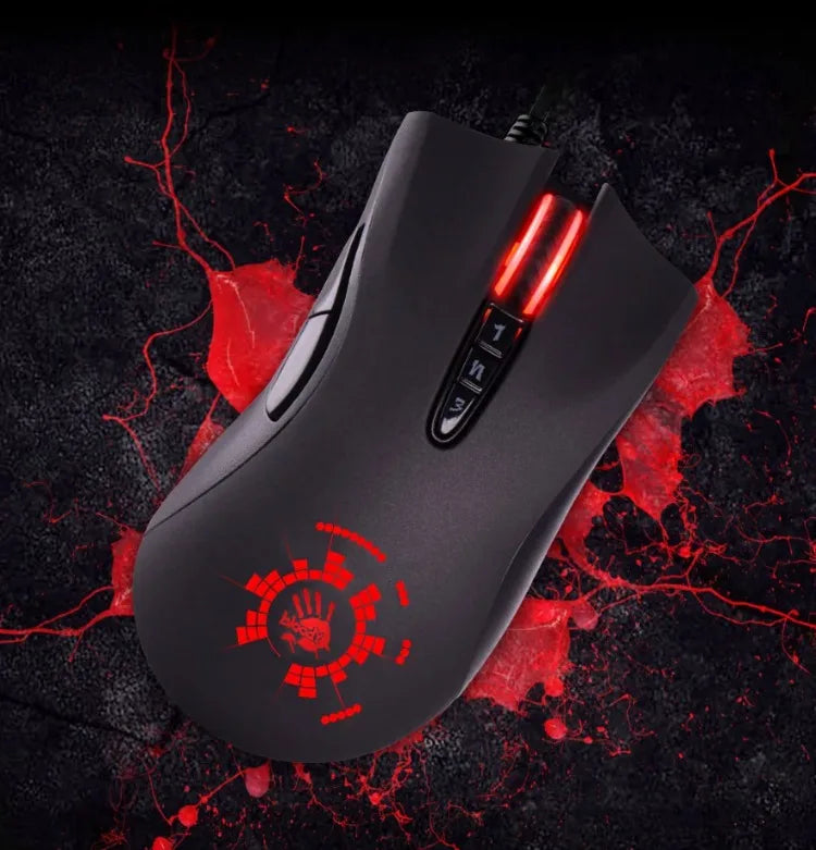 Drátová myš A4Tech Bloody A91 s okamžitým makrem na jedno kliknutí, makro jednotkou Io1.1, optickým enginem a 8 programovatelnými makry pro gaming