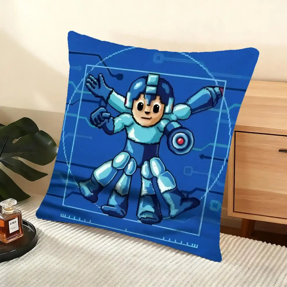 Game R-Rockman Megamans Cushion Cover Soft Short Plush Pillow Cover Smooth Cozy Texture Aesthetic Cushion Case Home Decor