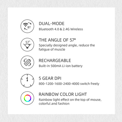 Delux  Ergonomic Vertical Mouse Rechargeable Wireless RGB Mouse Bluetooth 2.4G  4000DPI Gaming Silent Mice For Laptop PC