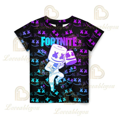 Battle Royale T-paita Fortnite T-paita Victory Cartoon -yläosat nuorille, lasten Hero Game Fortress Night 3D -T-paita pojille ja tytöille