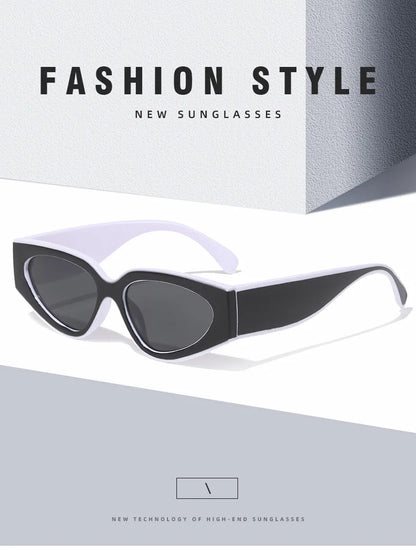 unique black white patchwork cat eye sunglasses for women new fashion small round gradient sun glasses ladies sexy Y2K shades