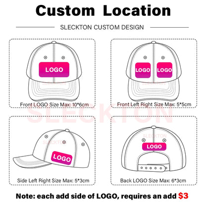 SLECKTON Custom Logo Hats High-quality Hiphop Snapback Caps Letter Embroidery Brand Design Trucker Cap Wholesale Hat Adult