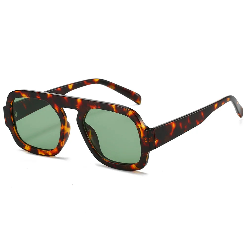 Retro Pilot Square Sunglasses Lady Fashion Simple Ins Black Tea Sun Glasses for Women Men Trending Outdoor Casual Shades UV400