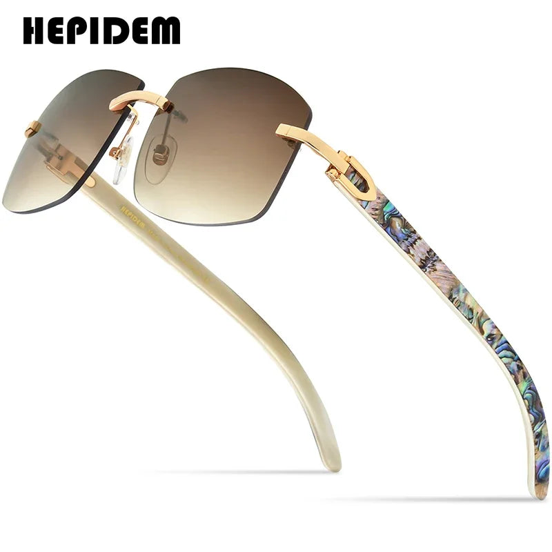 HEPIDEM Buffalo Horn Glasses Men Famous Brand Design Rimless Sunglasses Women Luxury Eyewear Horn-Rim Frameless Buffs Eyeglasses