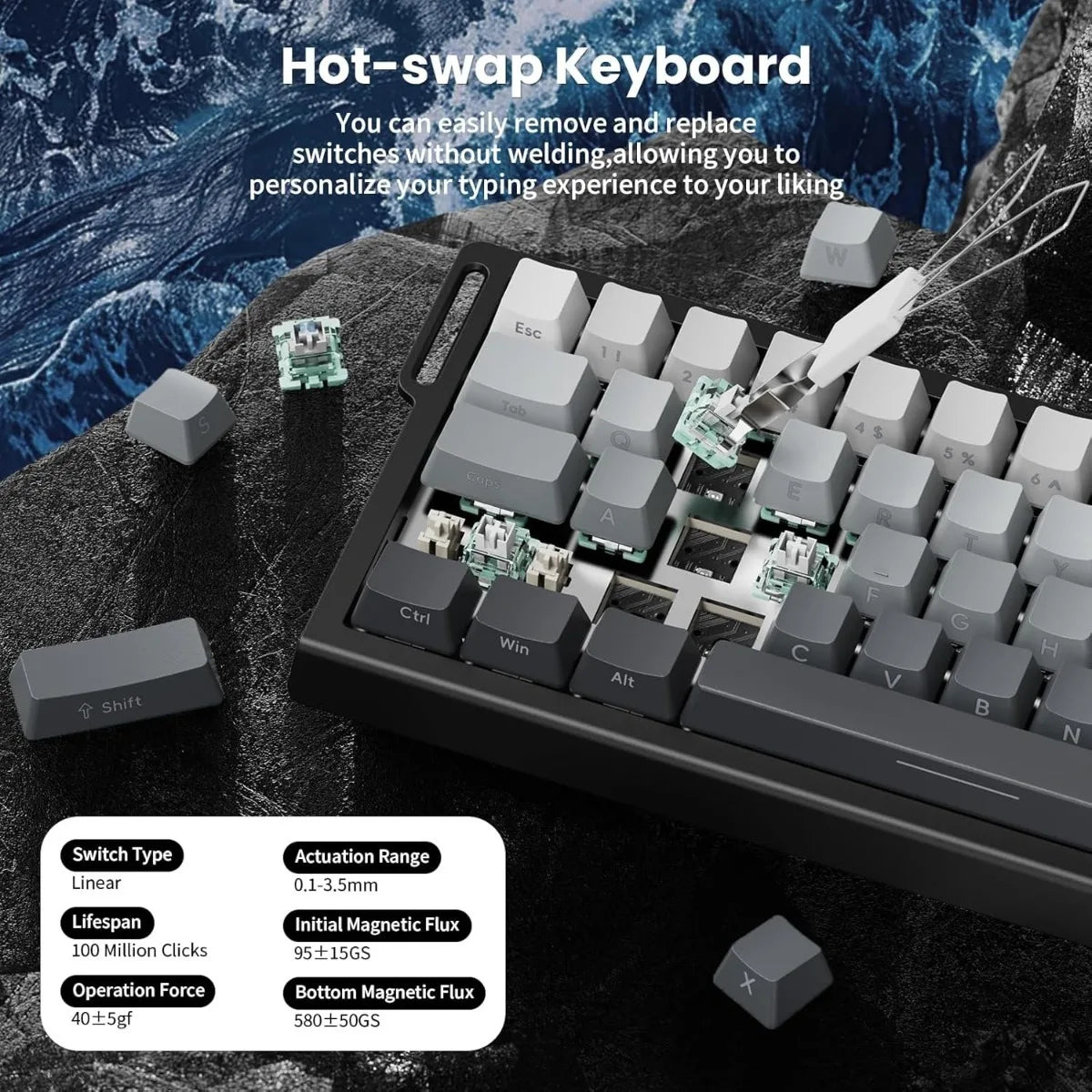 ATTACK SHARK X68 HE 8000Hz Rapid Trigger Keyboard 0.01mm RT Accuracy RGB Wired Gaming Keyboard with Magnetic Switch  for PC/Mac