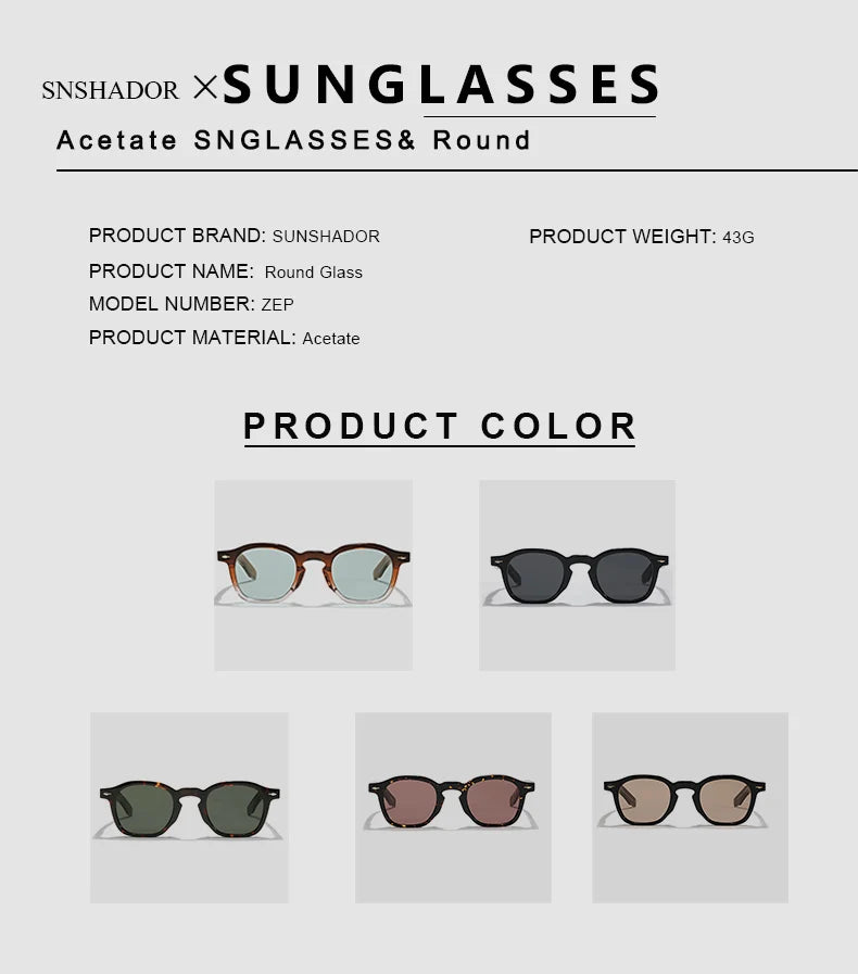High QualityTortoiseshell Round Frame Handmade Sunglasses Designer Men Acetate Women's Beach Sun UV400 Sunglasses Can Be Carved