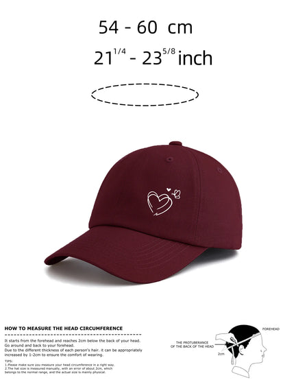 1pc Heart Butterfly Print  Baseball Cap for Adults,  Minimalist Retro Style Casual Soft Adjustable Dad Hat, Perfect As Gift