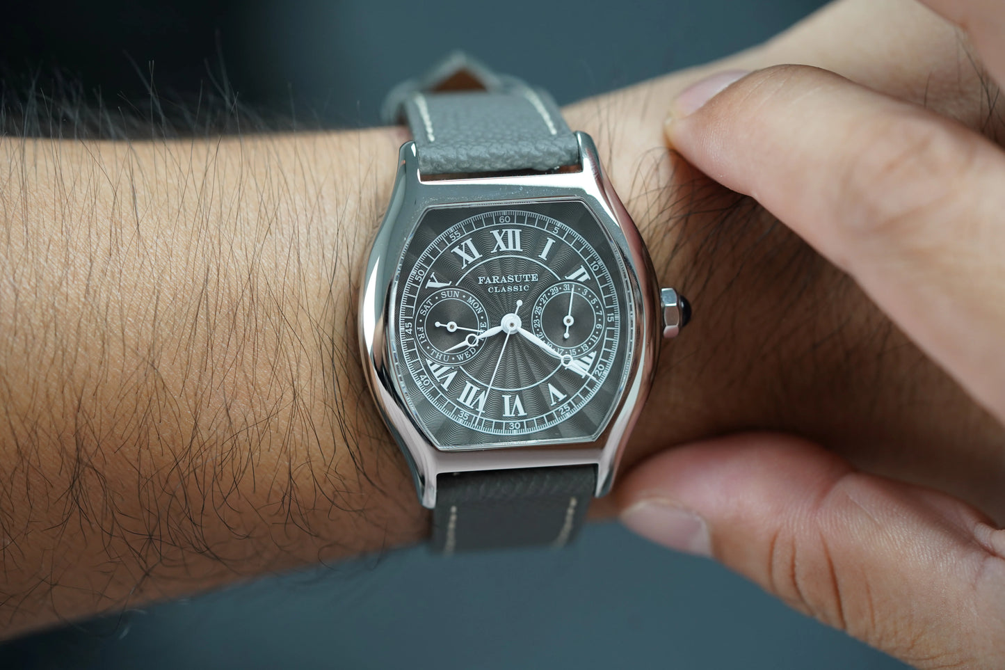 FARASUTE 36mm Luxury Retro Men Quartz Watch VH64 Movement Stainless Steel Sports Fashion Sapphire Glass Waterproof Watch Relogio