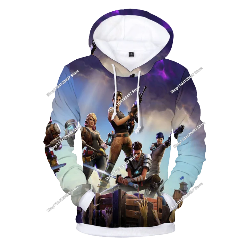 Children's Fortnite Anime Hoodie Men's Streetwear Hip-Hop Sportswear Casual Loose Fit Sweatshirt Outdoor Fashion