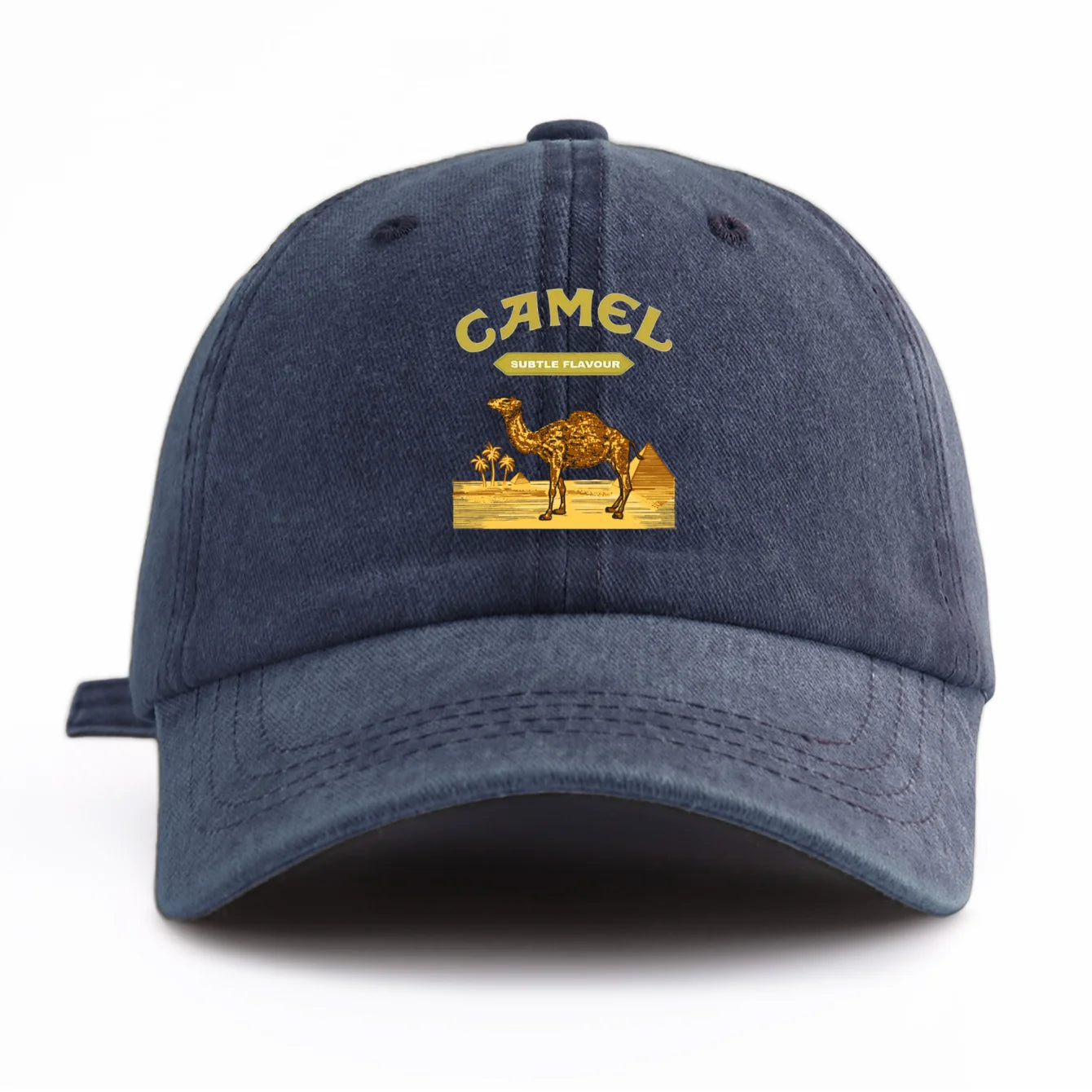 1pc Camel Print Washed Baseball Cap for Adults,  Minimalist Retro Style Casual Soft Adjustable Dad Hat, Perfect As Gift