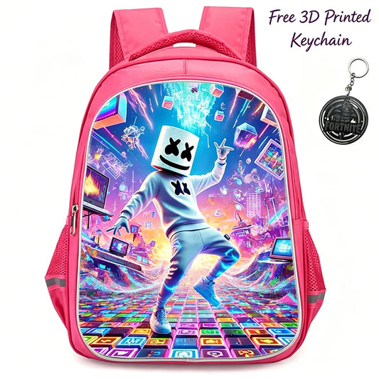 Mochila FORTNITE de 16 polegadas, resistente e leve, bolsos duplos com fecho, estilo cartoon para rapazes e raparigas dos 6 aos 10 anos, porta-chaves 3D impresso grátis