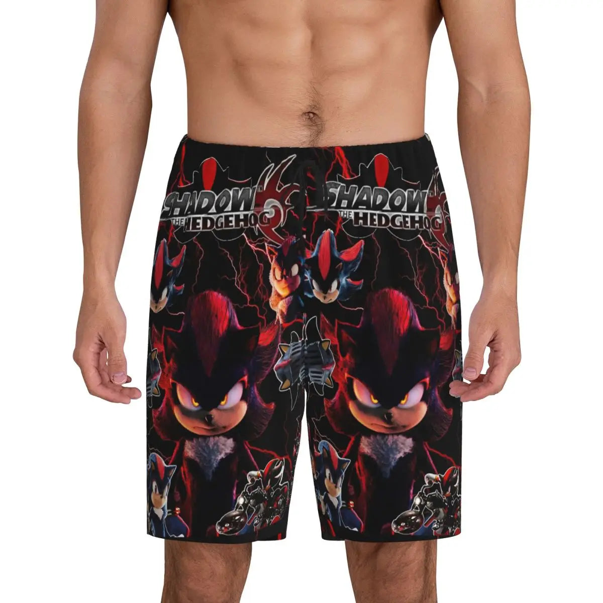 Custom Shadow The Hedgehog Sonic Poster Short Pajama Pants Men Sleepwear Sleep Lounge Bottom Shorts Sleeping Pants