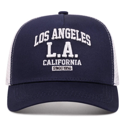 LOS ANGELES-broderad keps för män och kvinnor, för utomhussport och evenemang – trendig amerikansk trucker-keps i nät