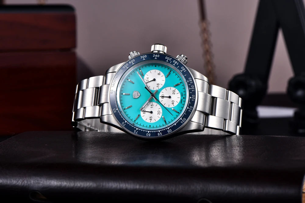 Relógios masculinos Rolls Timi Panda – Cronógrafo de quartzo, modelo de luxo, vidro de safira com tratamento antirreflexo, estanque, estilo desportivo