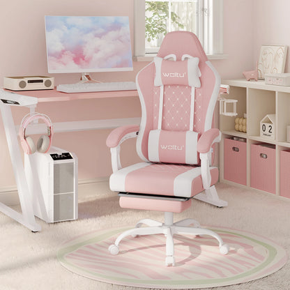 WOLTU sukamoji kompiuterio kėdė su masažo funkcija, ergonominė biuro kėdė su pagalvėle ir pakoju, reguliuojamo aukščio gaming kėdė