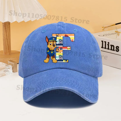 Paw Patrol Fashion Baseball Cap for Men Women Cartoon Letter A-Z Printed Peaked Caps Male Female Summer Hip Hop Sunshade Hat
