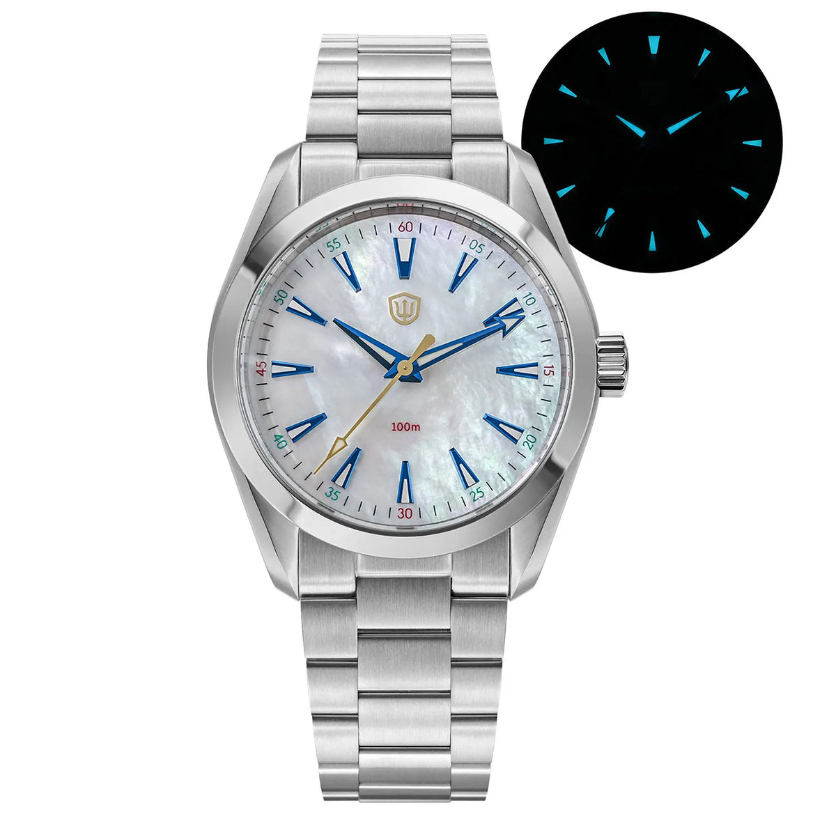 Montre Watchdives WD0006, mouvement VH31 à trotteuse fluide, verre saphir bombé, revêtement luminescent BGW9, étanche à 10 bars, 38 mm, style vintage